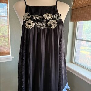 Black Dress with Floral Embroidery